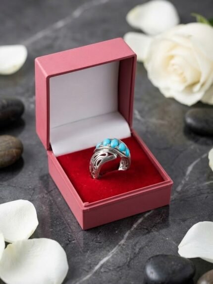 Multi-Stone Natural Feroza (Turquoise) Men's Statement Ring