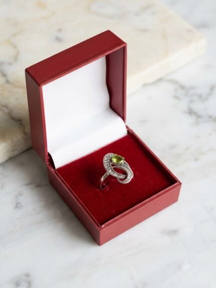 Vintage Oval Peridot & Micro-Pavé Infinity Loop Ring