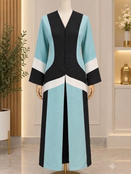The Azure Geo-Block Modern Monto Coat