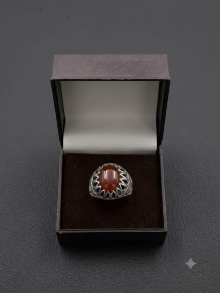 Crown Petal Yemeni Carnelian Aqeeq Heavyweight Men's Ring