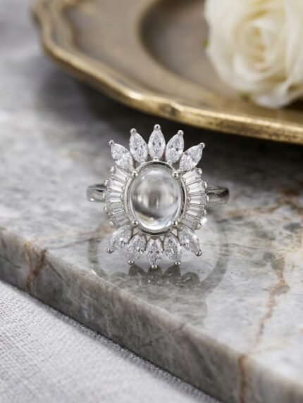 Handcrafted Natural Dur-e-Najaf Ballerina Sunburst Ring
