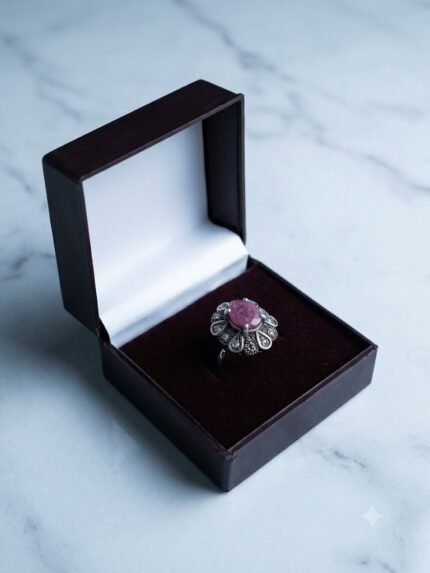Vintage Victorian Filigree Natural Ruby (Manik) Cocktail Ring