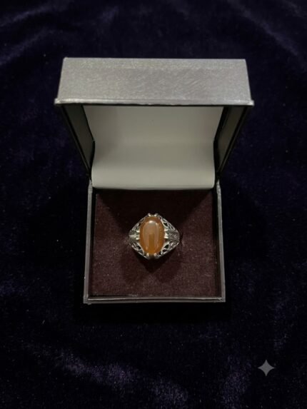 Luminous Honey Yemeni Aqeeq Filigree Ring