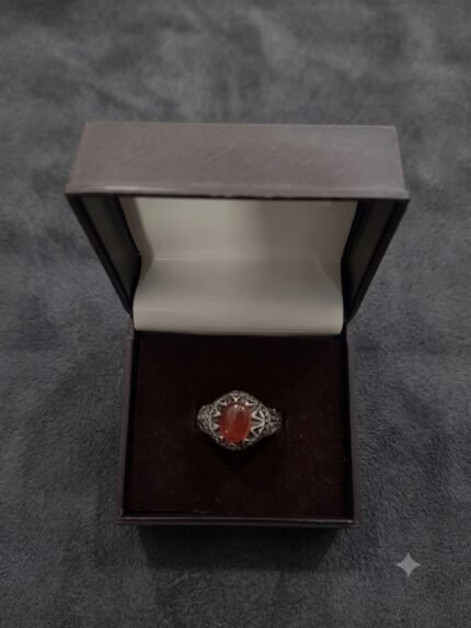 Starlight Ray Yemeni Red Aqeeq Ring