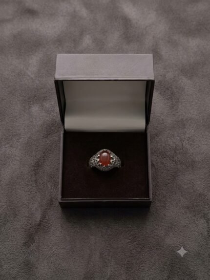 Solar Starburst Yemeni Carnelian Aqeeq Ring
