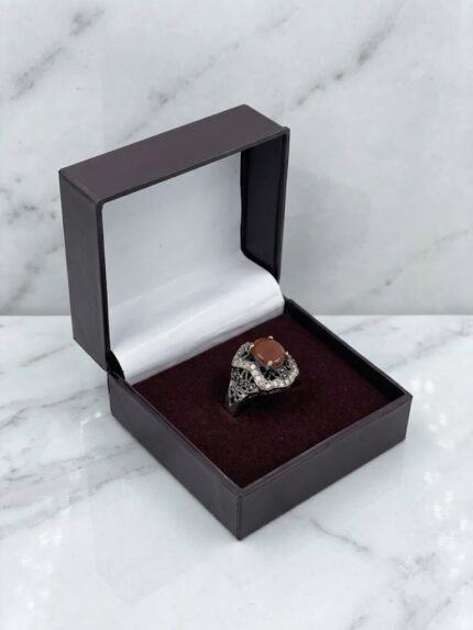 Baroque Wave Red Aqeeq (Carnelian Agate) Statement Ring