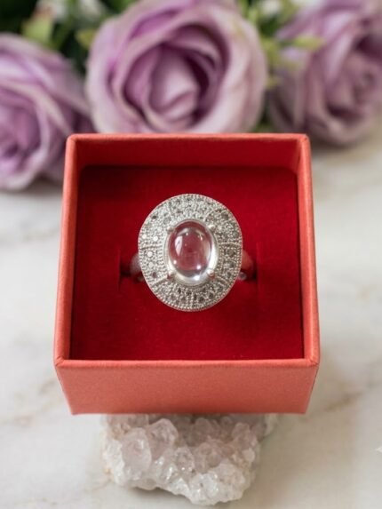 Ornate Pavé Medallion Natural Dur-e-Najaf Statement Ring