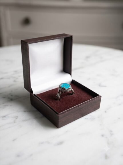 Crown Bezel Natural Turquoise Artisan Ring