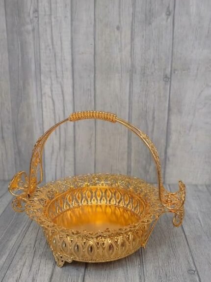 Royal Gold Filigree Handled Fruit & Sweet Basket