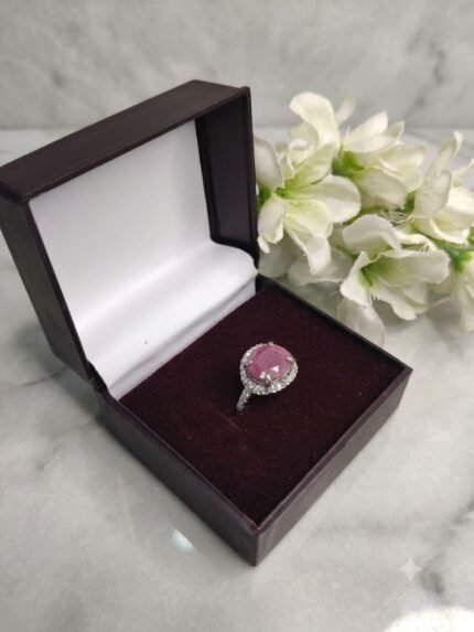 Royal Classic Natural Pink Ruby (Manik) Halo Ring