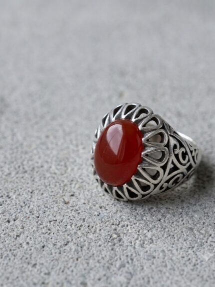 Handcrafted Red Yemeni Aqeeq (Carnelian) Men's Signet Ring