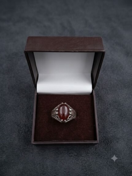 Lattice Filigree Yemeni Red Aqeeq Men's Ring