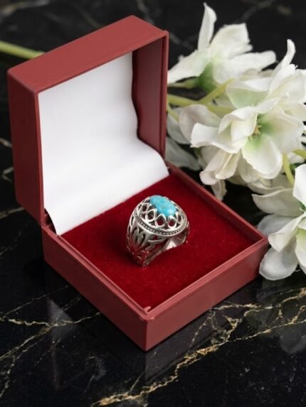 Artisan Filigree Sterling Silver Turkish Turquoise Men's Ring