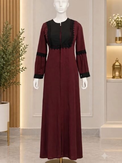 The Crimson Noir Lace-Detailed Longline Monto Dress