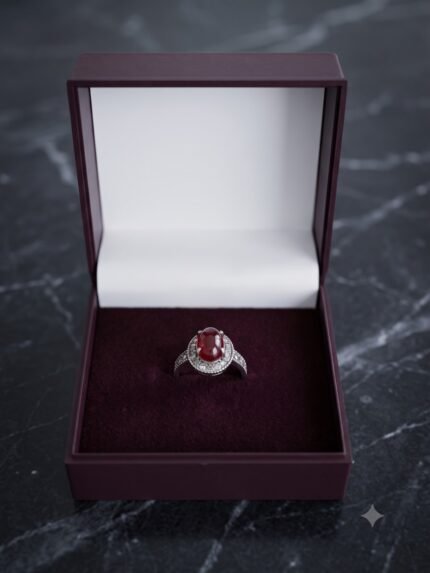Vintage Oval Red Aqeeq Dainty Halo