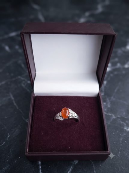Delicate Oval Orange Carnelian Bypass Trellis Ring