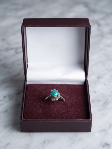 Vintage Scalloped Flower Natural Matrix Firoza Ring