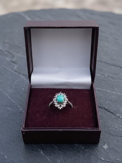 Royal Marquise Starburst Natural Firoza Halo Ring