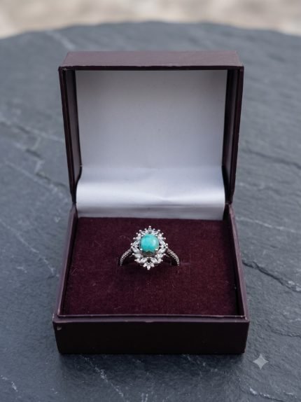 Royal Marquise Starburst Natural Firoza Halo Ring