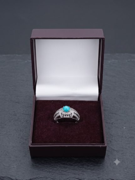 Contemporary Curved Natural Firoza Ring