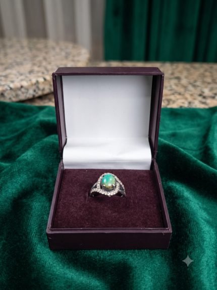 Swirling Bypass Pavé Natural Firoza Ring