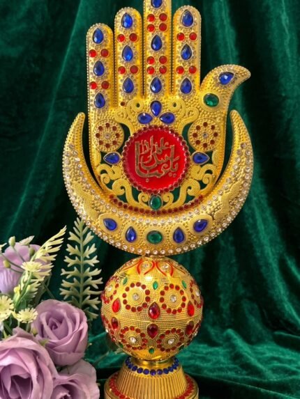 Ornate Golden Panja Alam Replica – Ya Abbas Alamdar (A.S)
