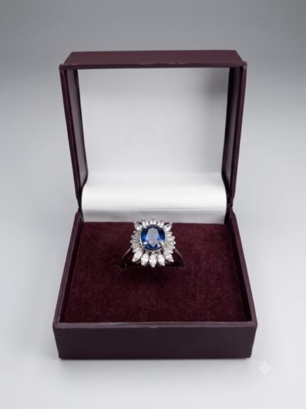 Royal Neelam (Blue Sapphire) Women’s Floral Cluster Ring