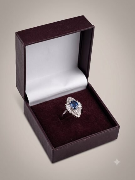 Royal Neelam (Blue Sapphire) Marquise Shield Cocktail Ring