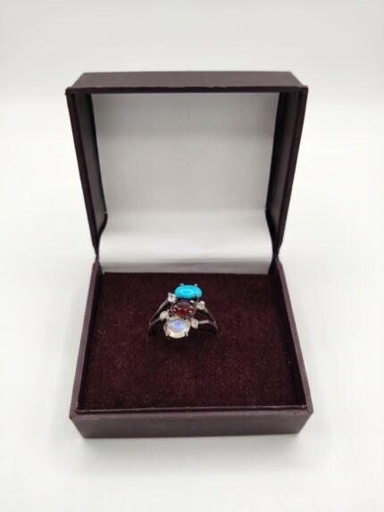 Sacred Trinity Vertical Three-Stone Talisman Ring