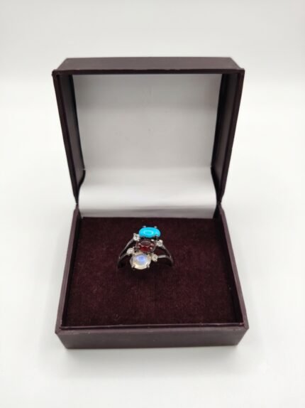 Sacred Trinity Vertical Three-Stone Talisman Ring
