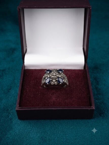 Royal Vintage Quad Sapphire Marcasite Ring