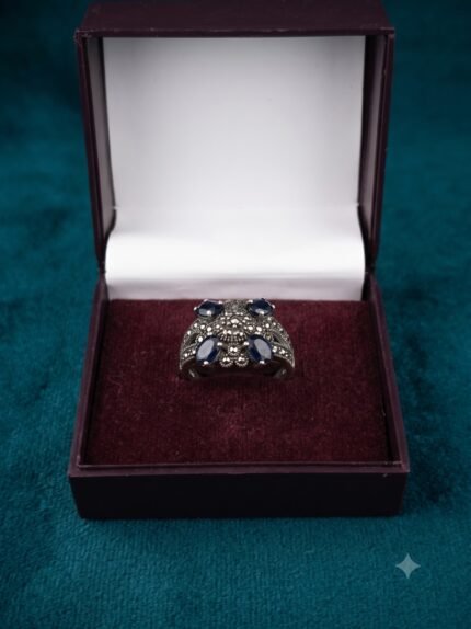 Royal Vintage Quad Sapphire Marcasite Ring