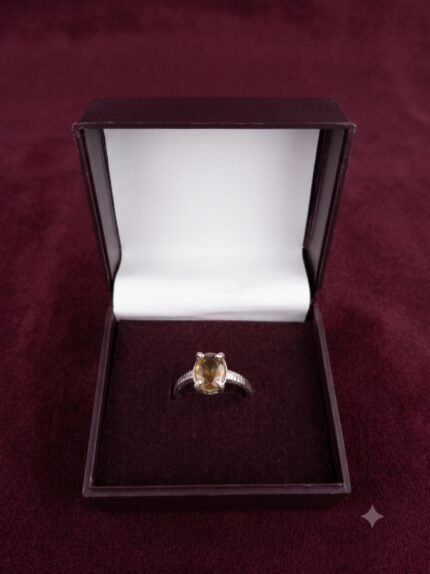 Classic Textured Solitaire Citrine Ring