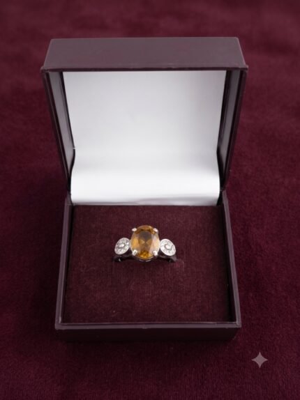 Vintage Three-Stone Medallion Citrine Ring