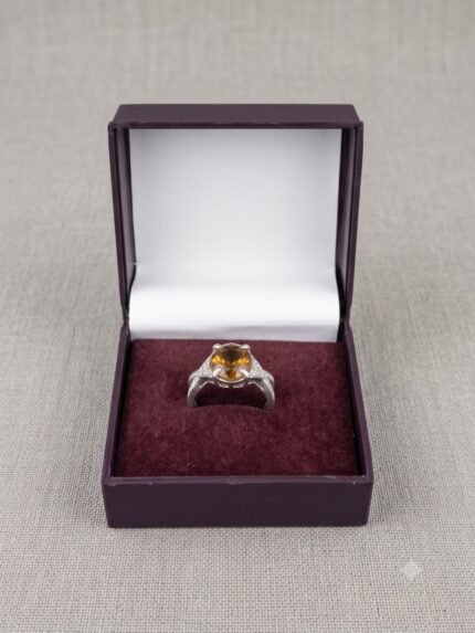 Criss-Cross Split-Shank Citrine Solitaire Ring