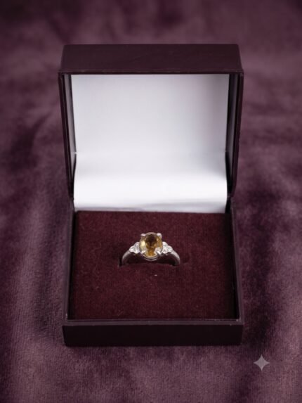 Delicate Trefoil Accent Citrine Solitaire Ring