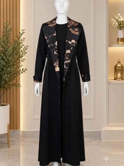 The Midnight Gold Brocade Lapel Monto Coat