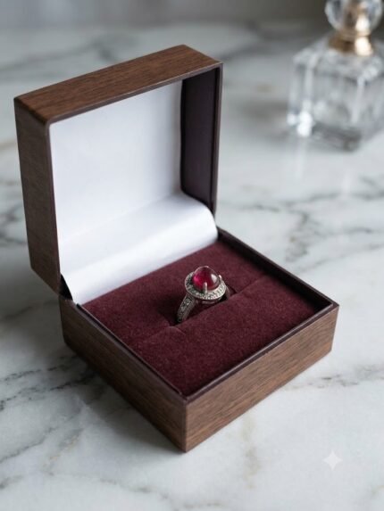 Vintage Halo Red Aqeeq (Carnelian Agate) Solitaire Ring