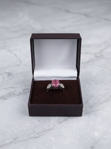 Vintage Leaf-Shoulder Natural Pink Ruby (Manik) Solitaire Ring