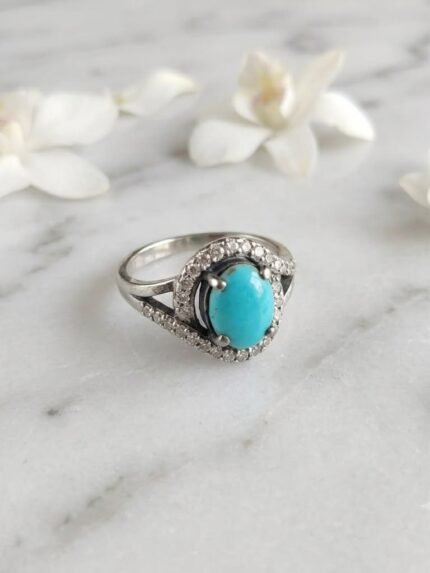 Contour Halo Natural Turquoise Solitaire Ring