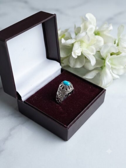 Antique Persian Arch Filigree Natural Turquoise (Firoza) Ring