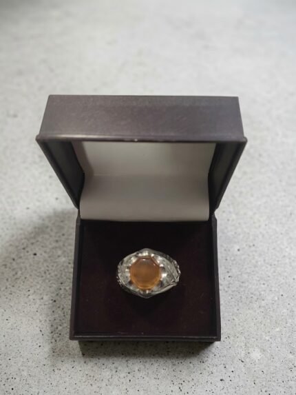 Masterpiece Octagonal Honey Yemeni Aqeeq Signet Ring