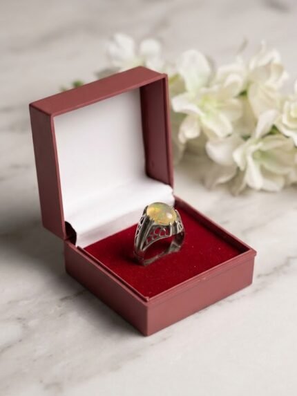 Vintage Filigree Sterling Silver Ethiopian Opal Solitaire Ring