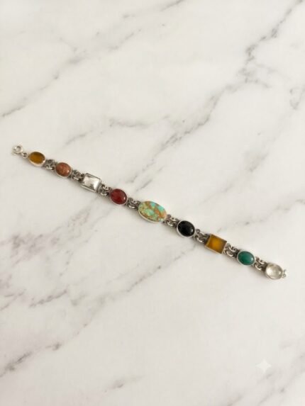 Multi-Gemstone Spiritual Silver Bracelet
