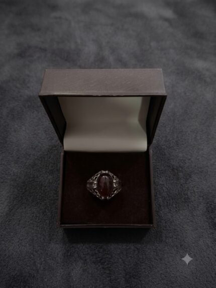 Lattice Filigree Yemeni Dark Red Aqeeq Ring