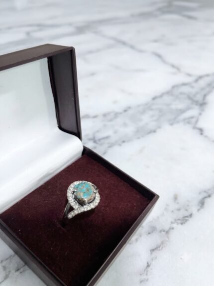 Contour Ribbon Natural Earth Matrix Turquoise Ring