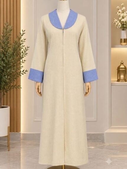Azure Accent Oatmeal Linen-Blend Monto