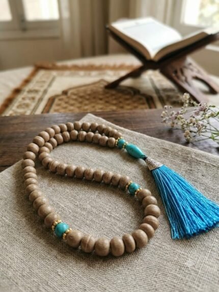 Authentic Khaake Shifa Tasbeeh (100 Beads) with Natural Turquoise Gems
