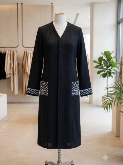 The Onyx Embroidered Longline Monto Coat