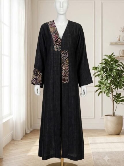 Midnight Multi-Color Embroidered Longline Monto